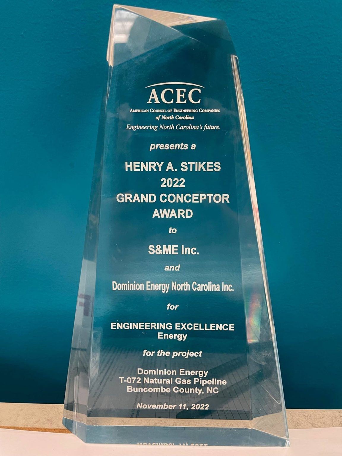 S&ME Wins 2022 ACEC/NC Grand Conceptor Engineering Excellence Award for