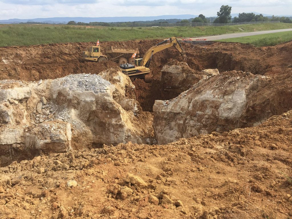 Geologic hazard sinkhole at airport