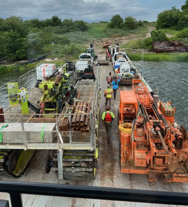 Geotechnical Drilling Rig Fleet Accessing Clouter Creek by Barge Ramp